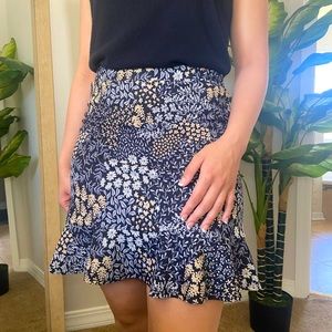 Print thigh length skirt with built in shorts